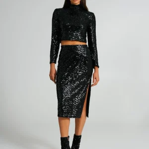 Longuette con Spacco in Paillettes