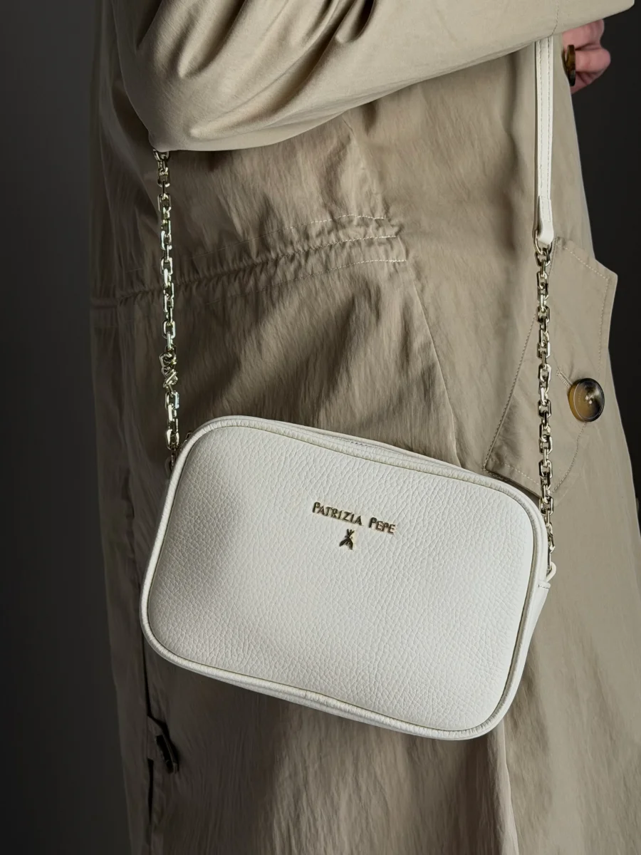 Borsa camera case in pelle wooly White