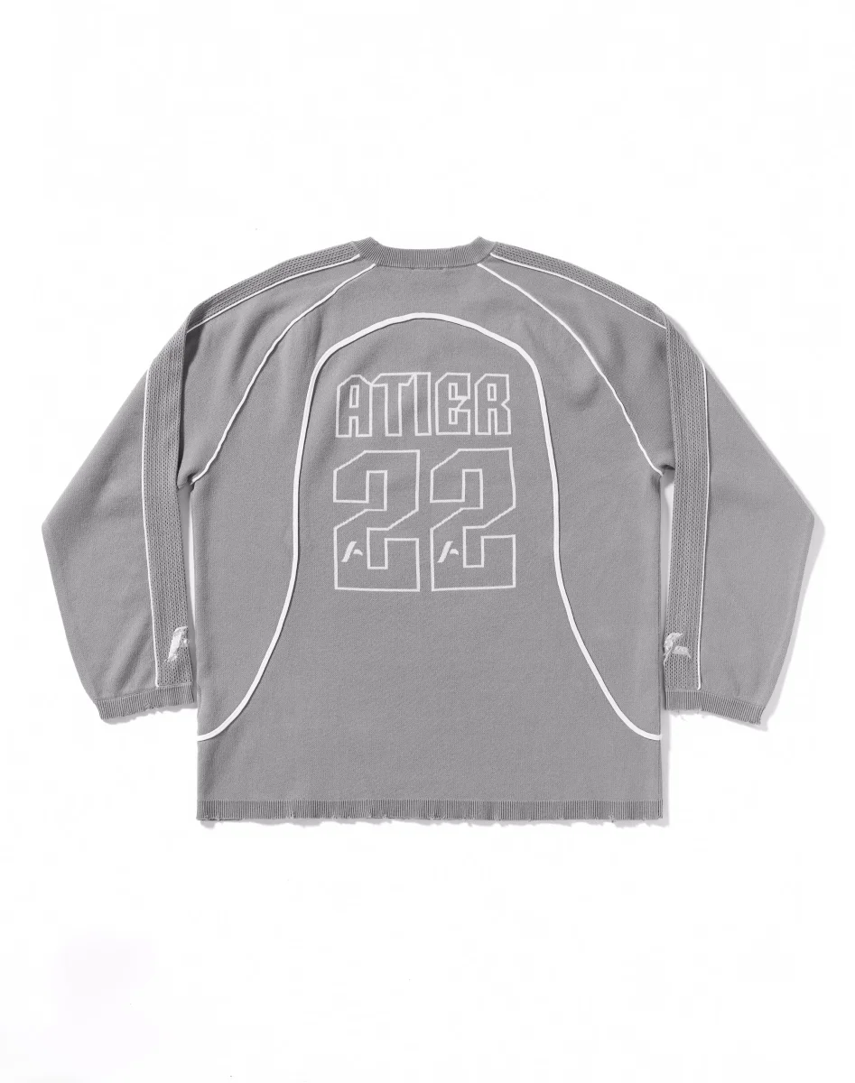 Maglia "Soccer" jacquard con ricami destroyed in 100% cotone - immagine 3