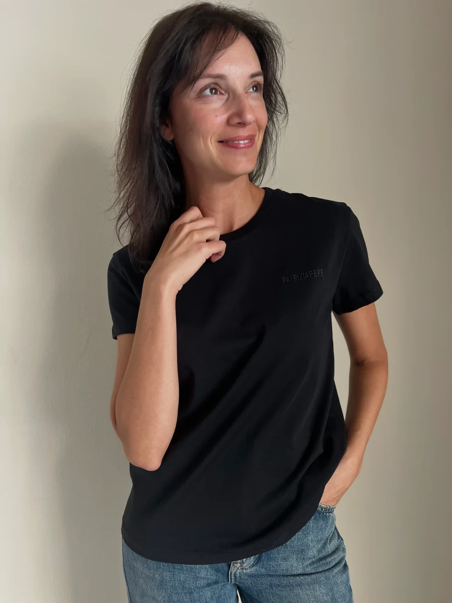 T-shirt in Jersey manica corta nera - immagine 6