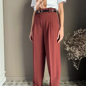 Pantalone a palazzo con pinces piatte