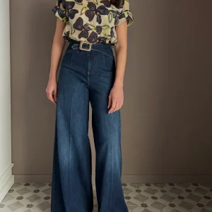 Pantalone denim con dettaglio fibbia