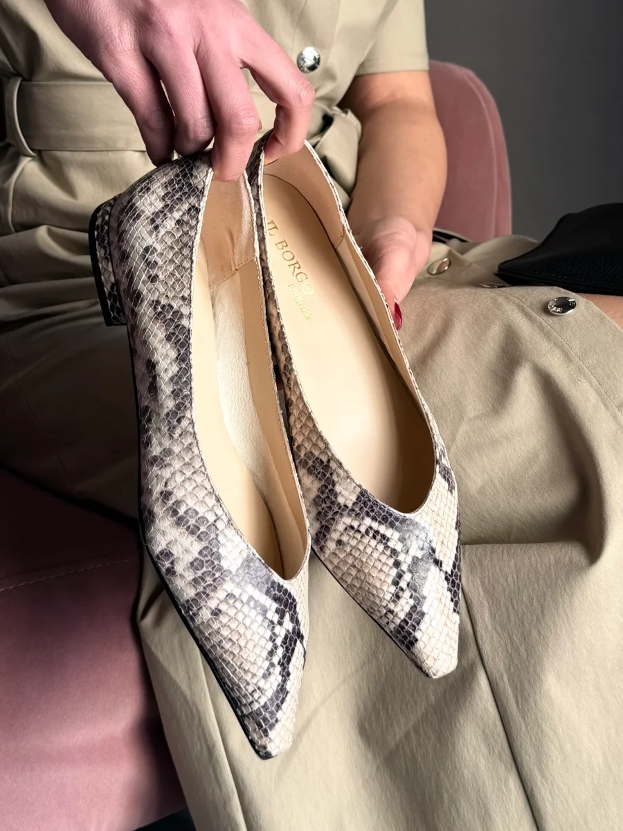 Ballerina flat in pelle stampa pitone - immagine 4