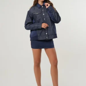 Gonna mini in raso e denim