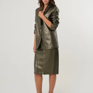 Gonna midi in ecopelle pitonata