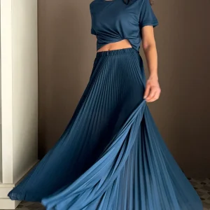 Gonna lunga plisse’ Lagon Blu