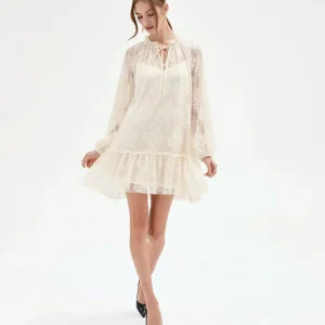 Abito Corto In Pizzo Floreale