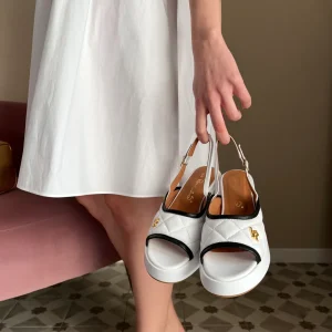 Sandalo con platform in pelle materasse’