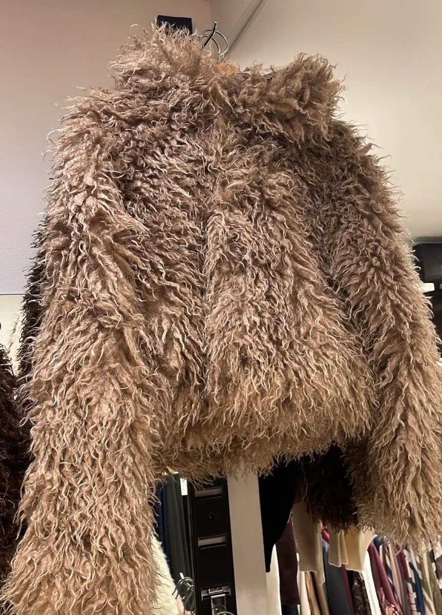 Ecofur a pelo riccio e lungo-modello crop con collo-foderata - immagine 5