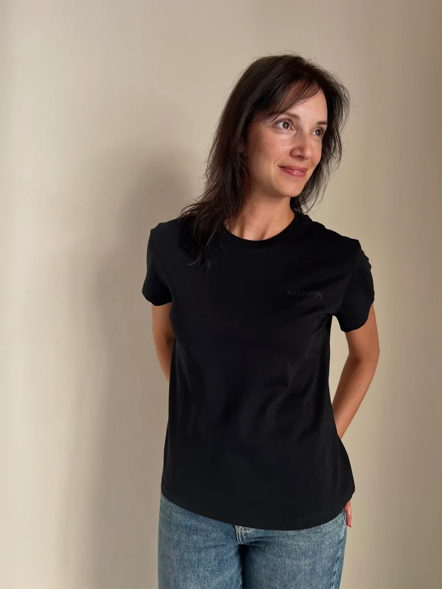 T-shirt in Jersey manica corta nera - immagine 5