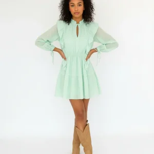 Abito Corto in Fibra Ecologica con Volant e Laccetti