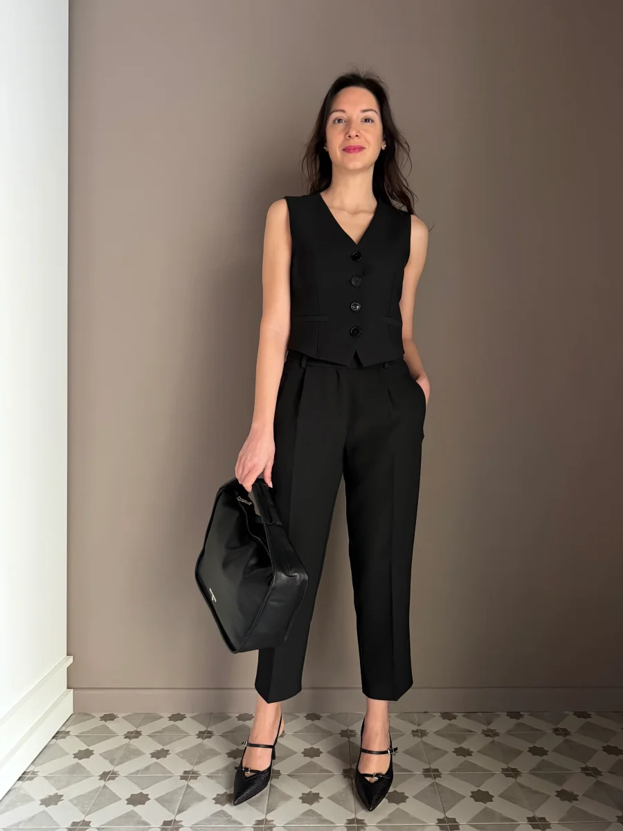 Pantalone cropped in crepe