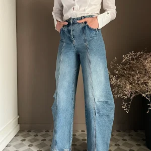 Pantalone denim wide leg “Architectural”