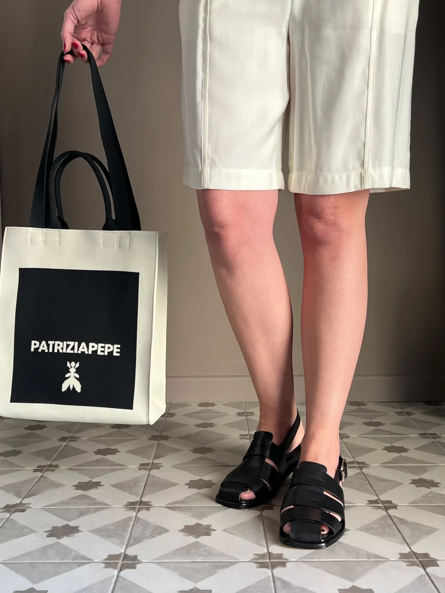 Sandalo a gabbia in pelle nero - immagine 8