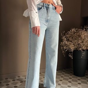 Pantalone denim wide-leg new last wash