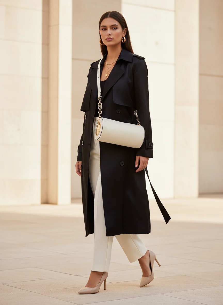 Borsa Cilindro Effetto Invecchiato con Tracolle Intercambiabili