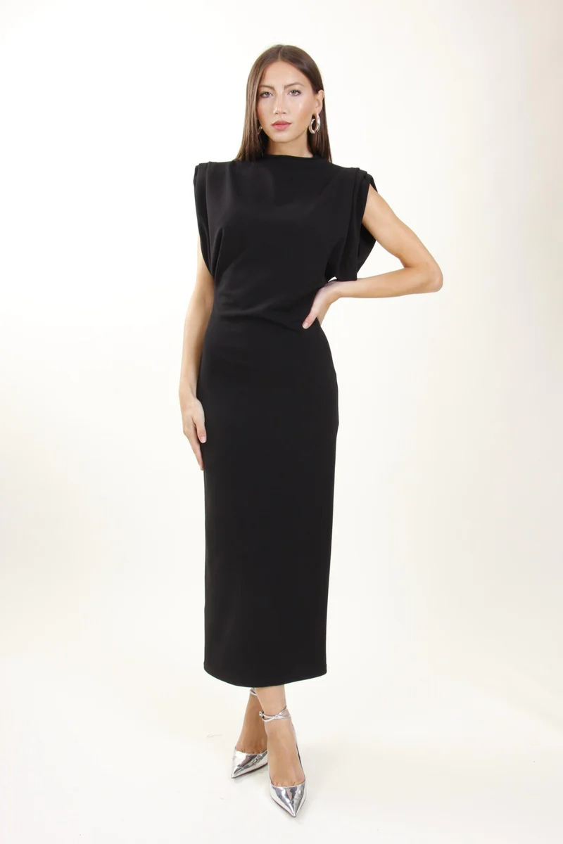 Abito Lungo Aderente Con Maniche Ad Aletta - immagine 2