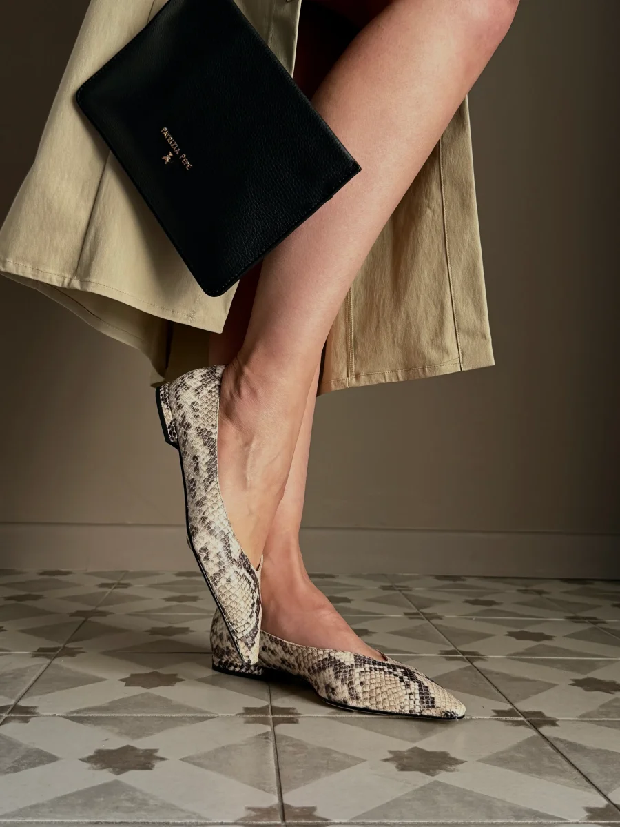 Ballerina flat in pelle stampa pitone - immagine 3