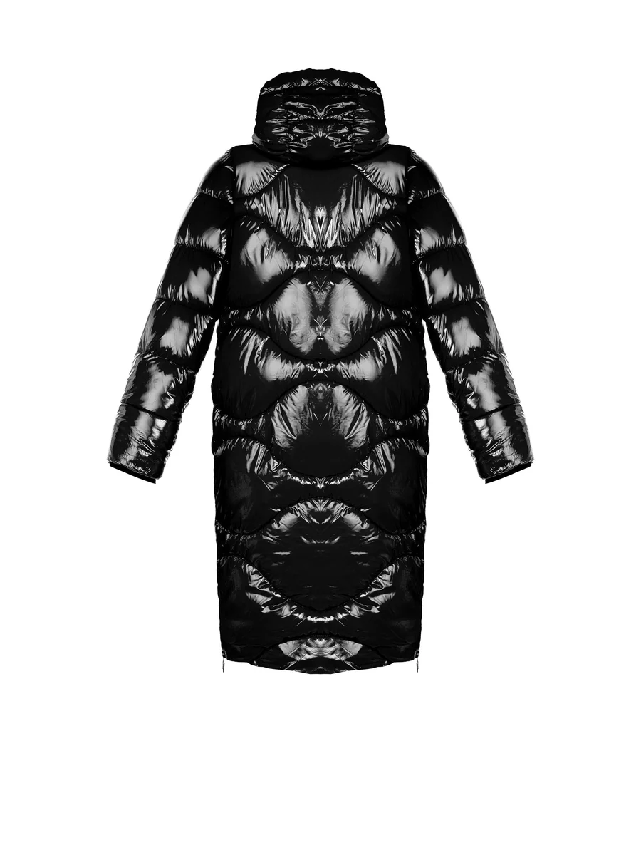 Piumino Lungo Lucido con Cappuccio Rimovibile Made in Italy - immagine 6