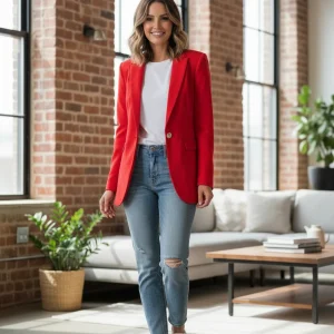 Blazer Monopetto in Tessuto Tecnico.