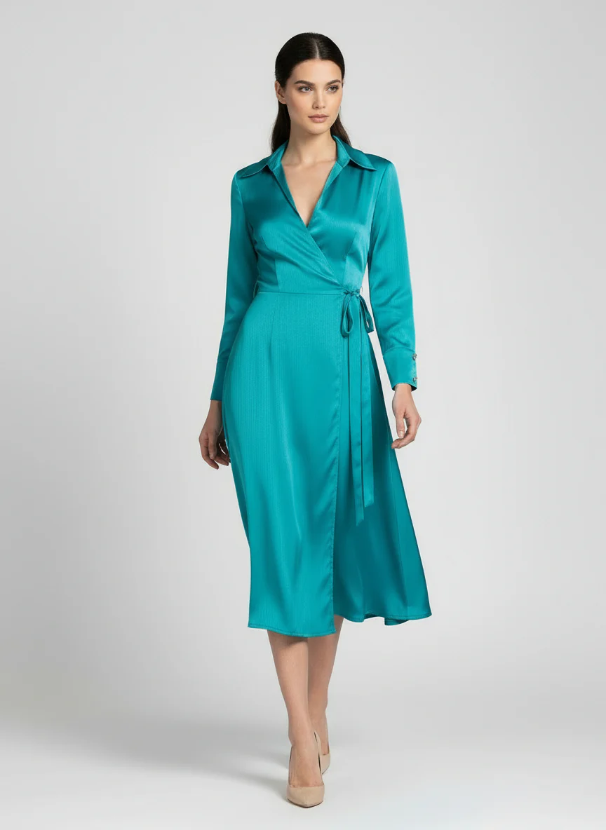 Abito Chemisier a Portafoglio in Raso - immagine 3