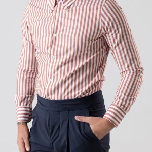 Camicia Riga Larga Pesca con collo Button Down