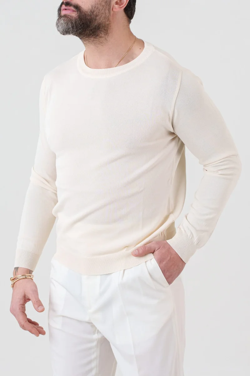 Shirt Manica Lunga in Viscosa Avorio - immagine 4