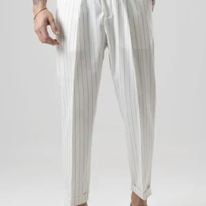 Pantalone Biforcato Panna Riga Blu Riviera