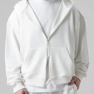 Felpa con Zip Oversize con Cappuccio Panna