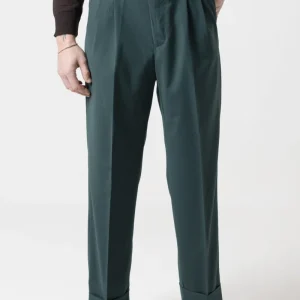 Pantalone Fondo Ampio e Fibbie Laterali Verde Smeraldo Miami