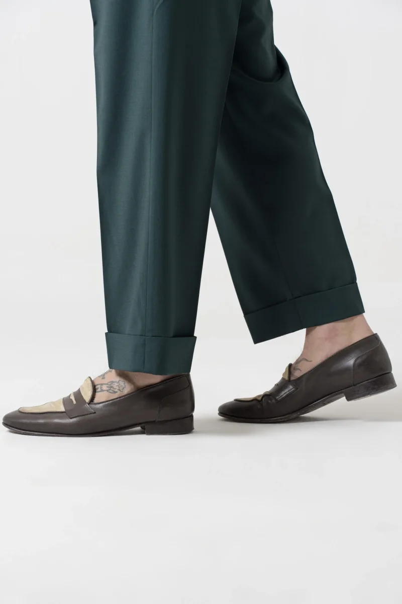 Pantalone Fondo Ampio e Fibbie Laterali Verde Smeraldo Miami - immagine 5