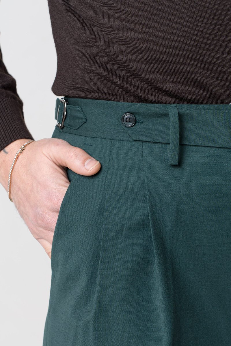 Pantalone Fondo Ampio e Fibbie Laterali Verde Smeraldo Miami - immagine 6