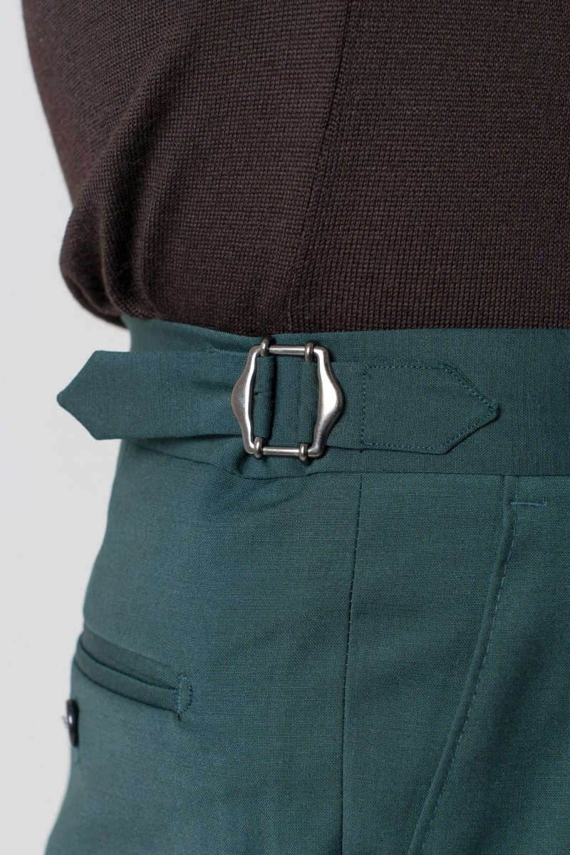 Pantalone Fondo Ampio e Fibbie Laterali Verde Smeraldo Miami - immagine 7