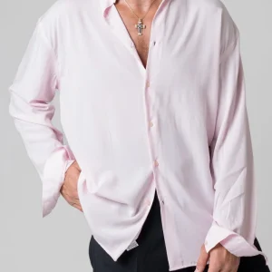 Camicia Oversize in Viscosa Rosa