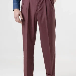 Pantalone Fondo Ampio e Fibbie Laterali Bordò Solaro Malibù