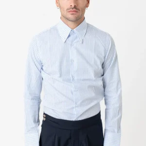 Camicia Riga Azzurra con collo Button Down