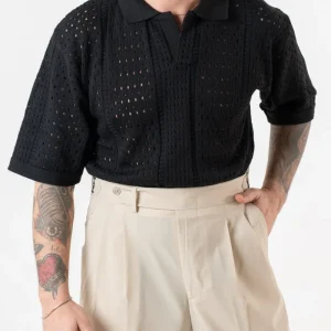 Polo Derby Mezza Manica Traforata Nera