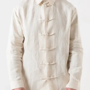 Camicia in Lino con Alamari in 100% Lino Naturale