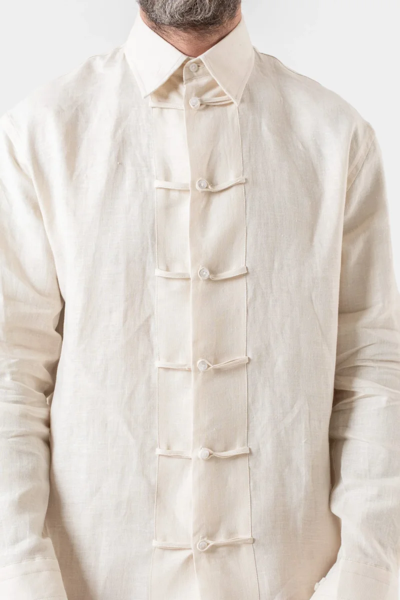Camicia in Lino con Alamari in 100% Lino Naturale - immagine 6