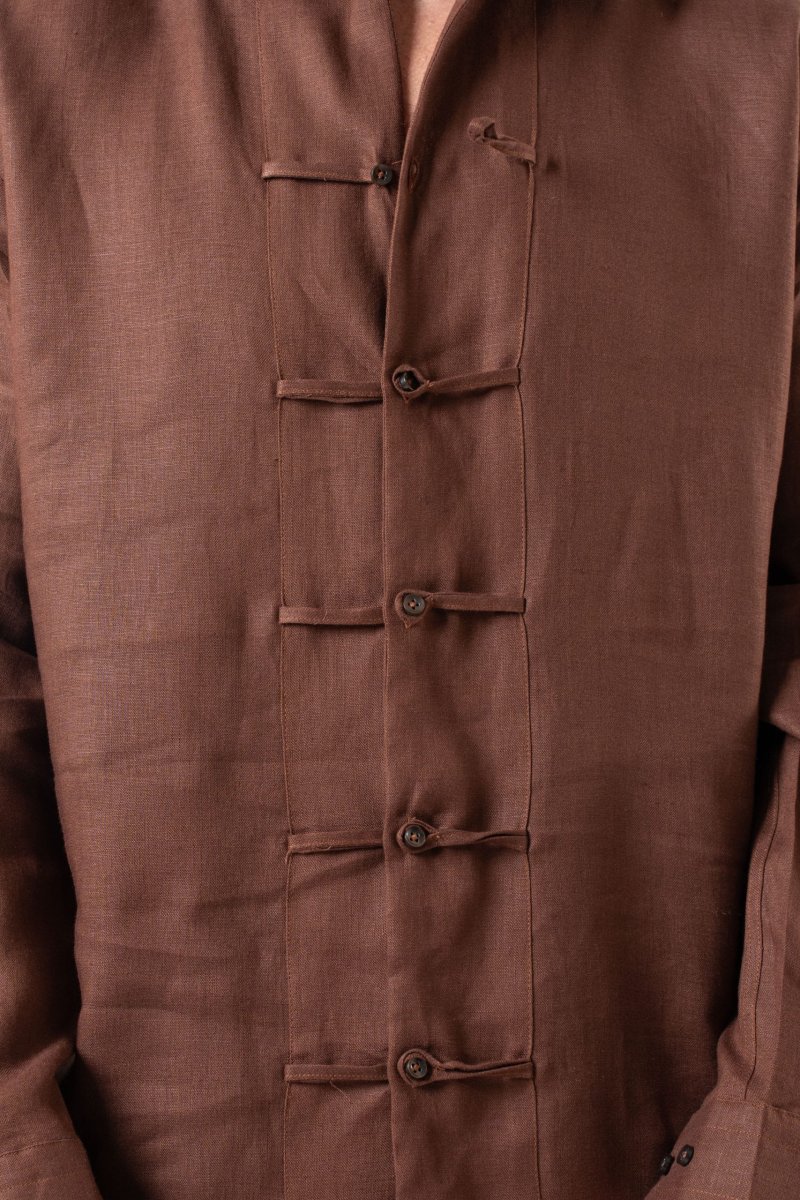 Camicia in Lino con Alamari in 100% Lino Moro - immagine 7