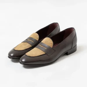Mocassino Penny Loafer Marrone con Vaschetta Beige
