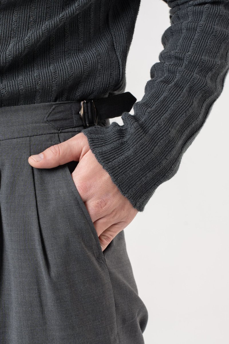 Shirt Manica Lunga Mezzocollo a Costina Grigio Scuro - immagine 6