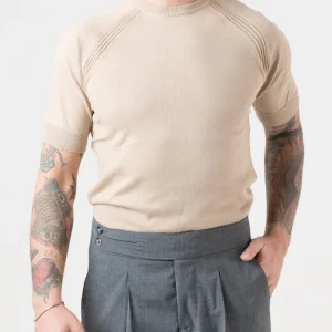 T-Shirt in Filo Manica Raglan Beige
