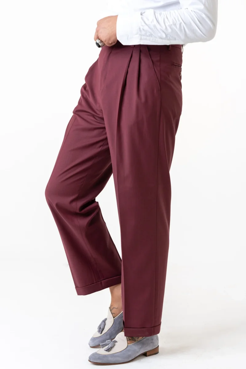 Pantalone Fondo Ampio con Passanti Amaranto Firenze - immagine 3