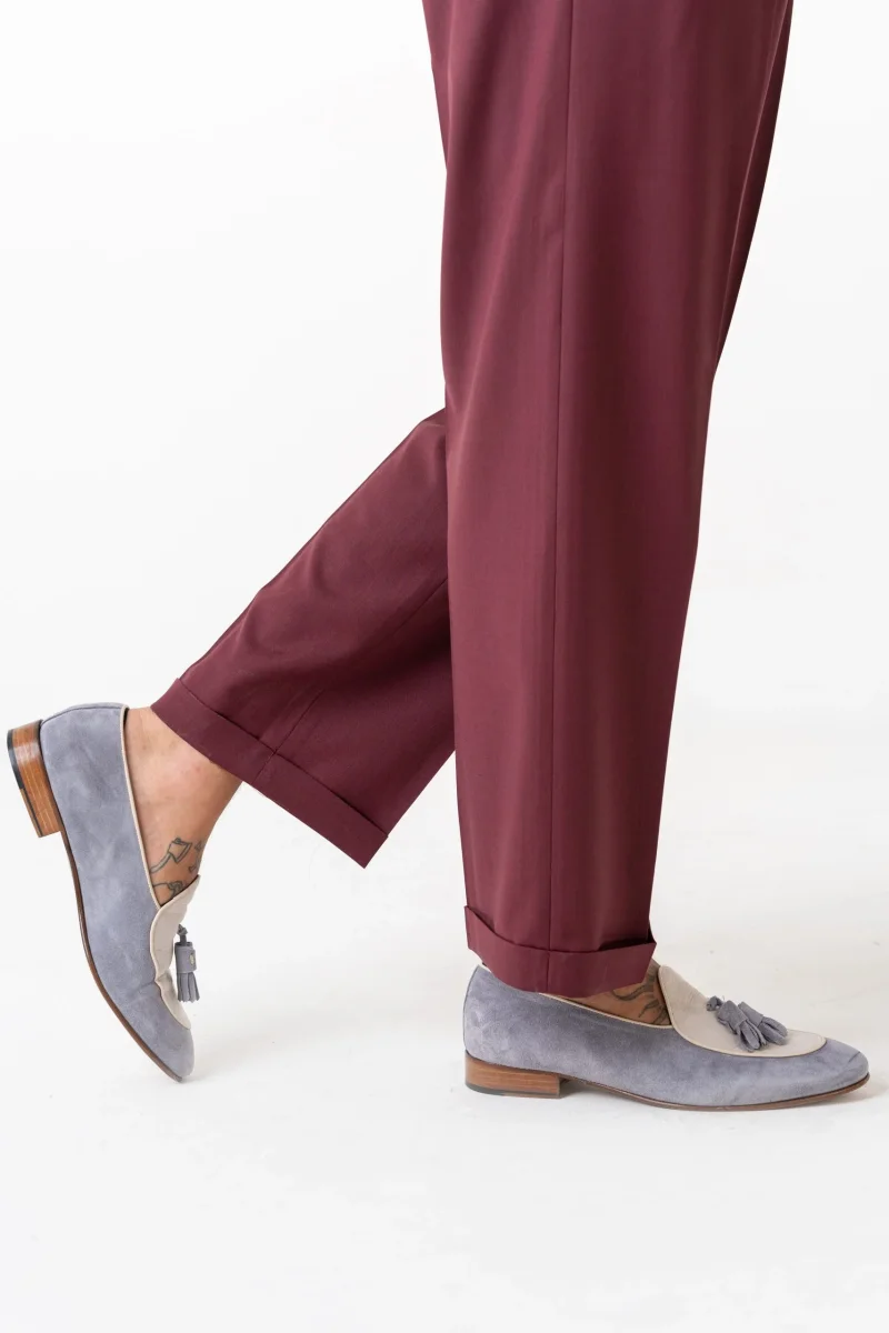 Pantalone Fondo Ampio con Passanti Amaranto Firenze - immagine 4