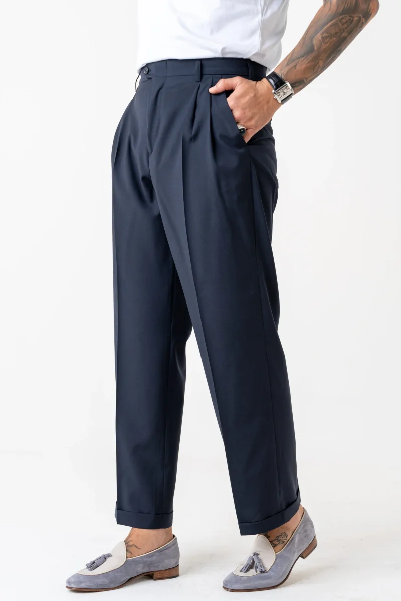 Pantalone Fondo Ampio con Passanti Blu Napoli - immagine 3