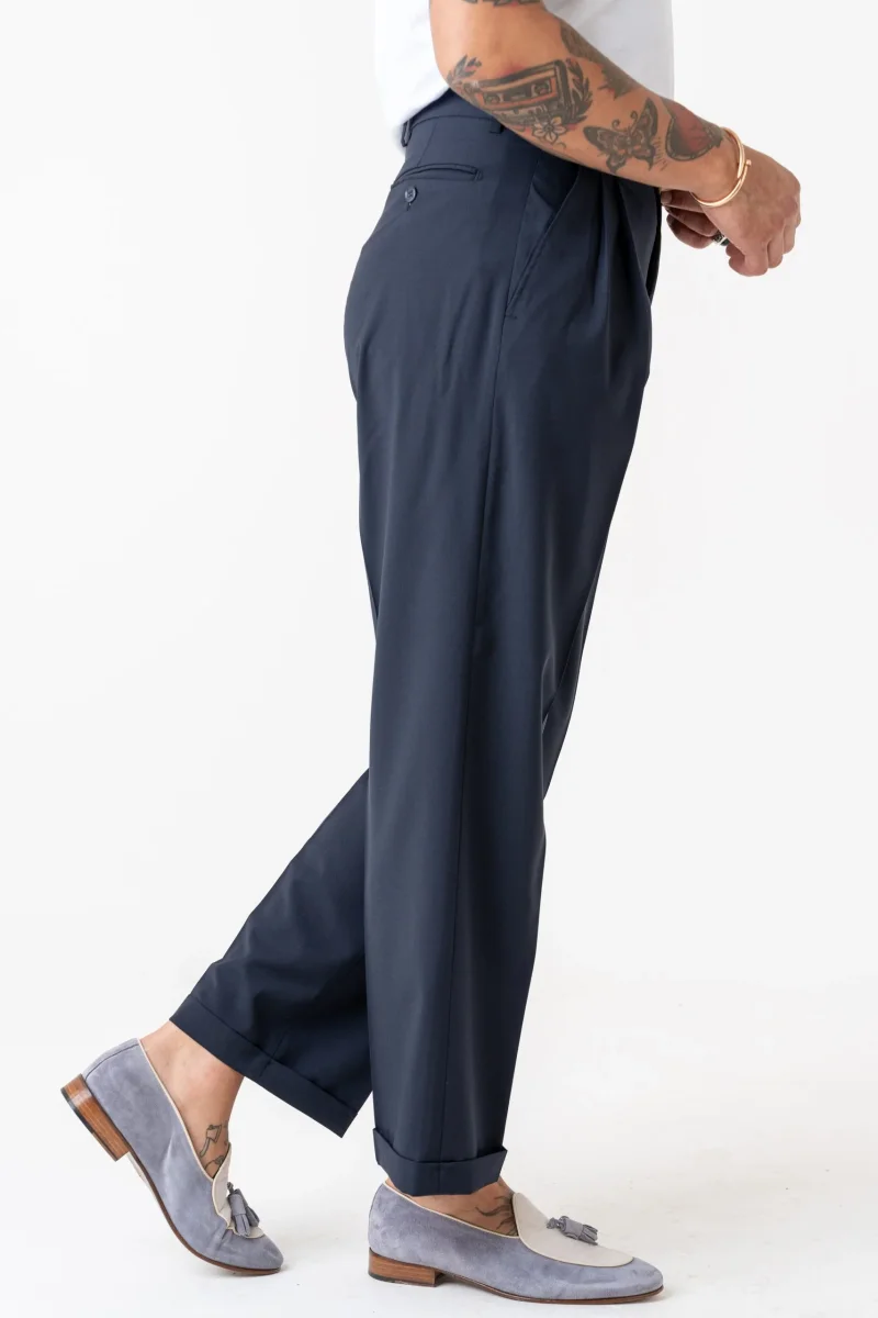 Pantalone Fondo Ampio con Passanti Blu Napoli - immagine 4