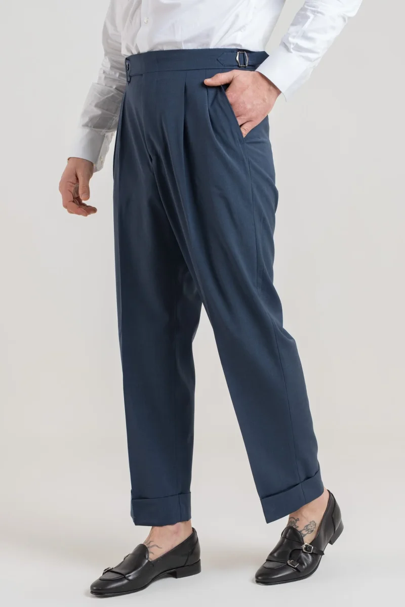 Pantalone Fondo Ampio e Fibbie Laterali Indaco St. Barth - immagine 3