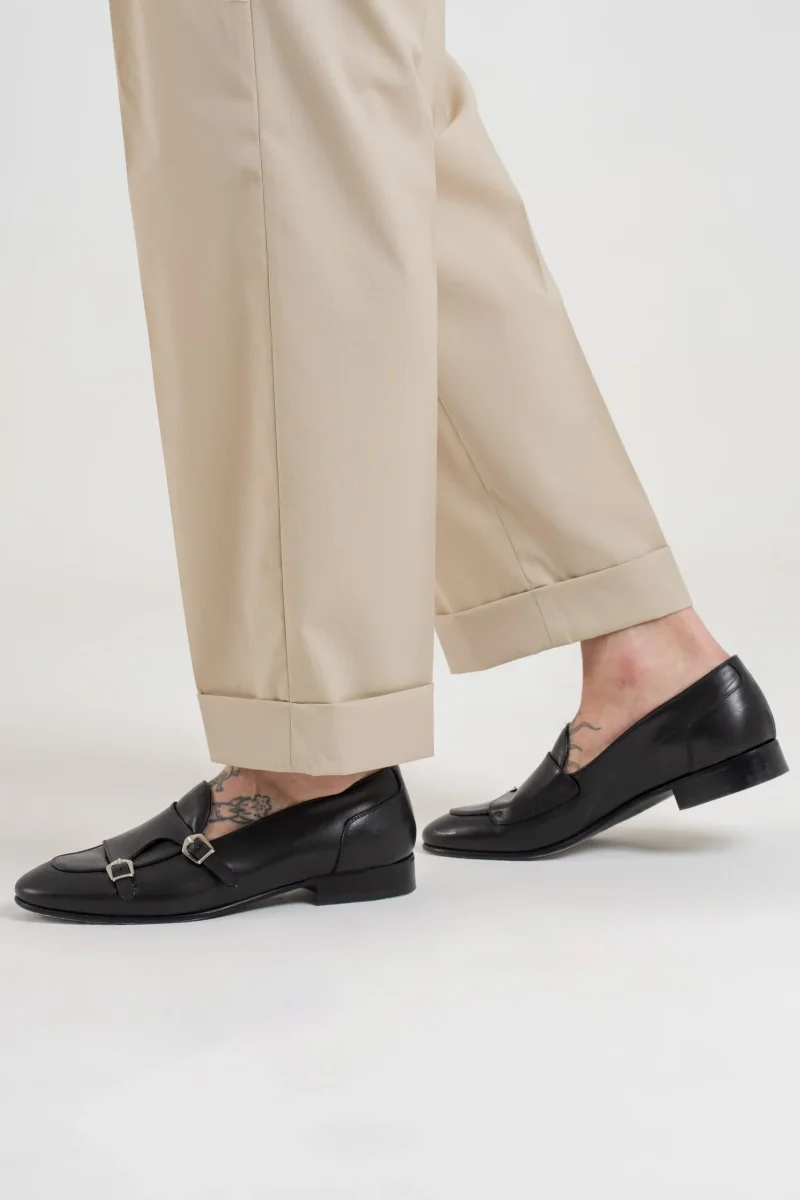 Pantalone Fondo Ampio e Fibbie Laterali Vaniglia Havana - immagine 6