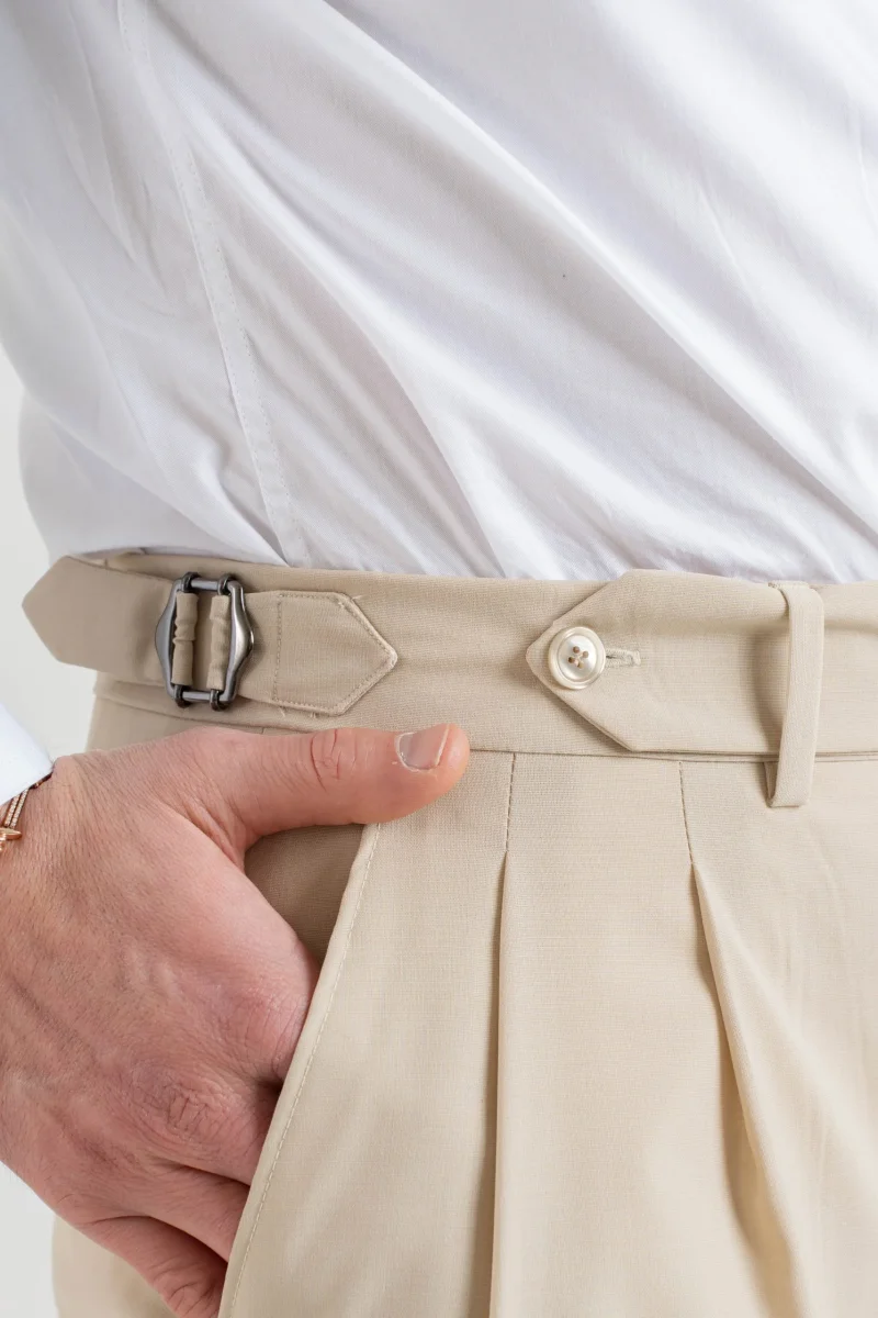 Pantalone Fondo Ampio e Fibbie Laterali Vaniglia Havana - immagine 7